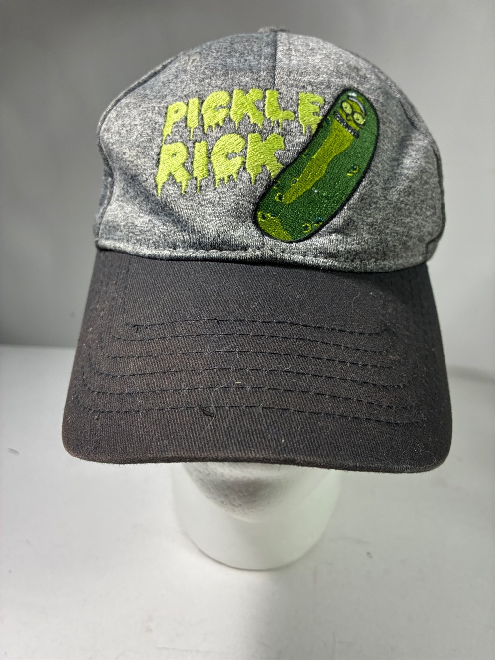Pickle Rick Embroidered Baseball Cap - Gray & Black